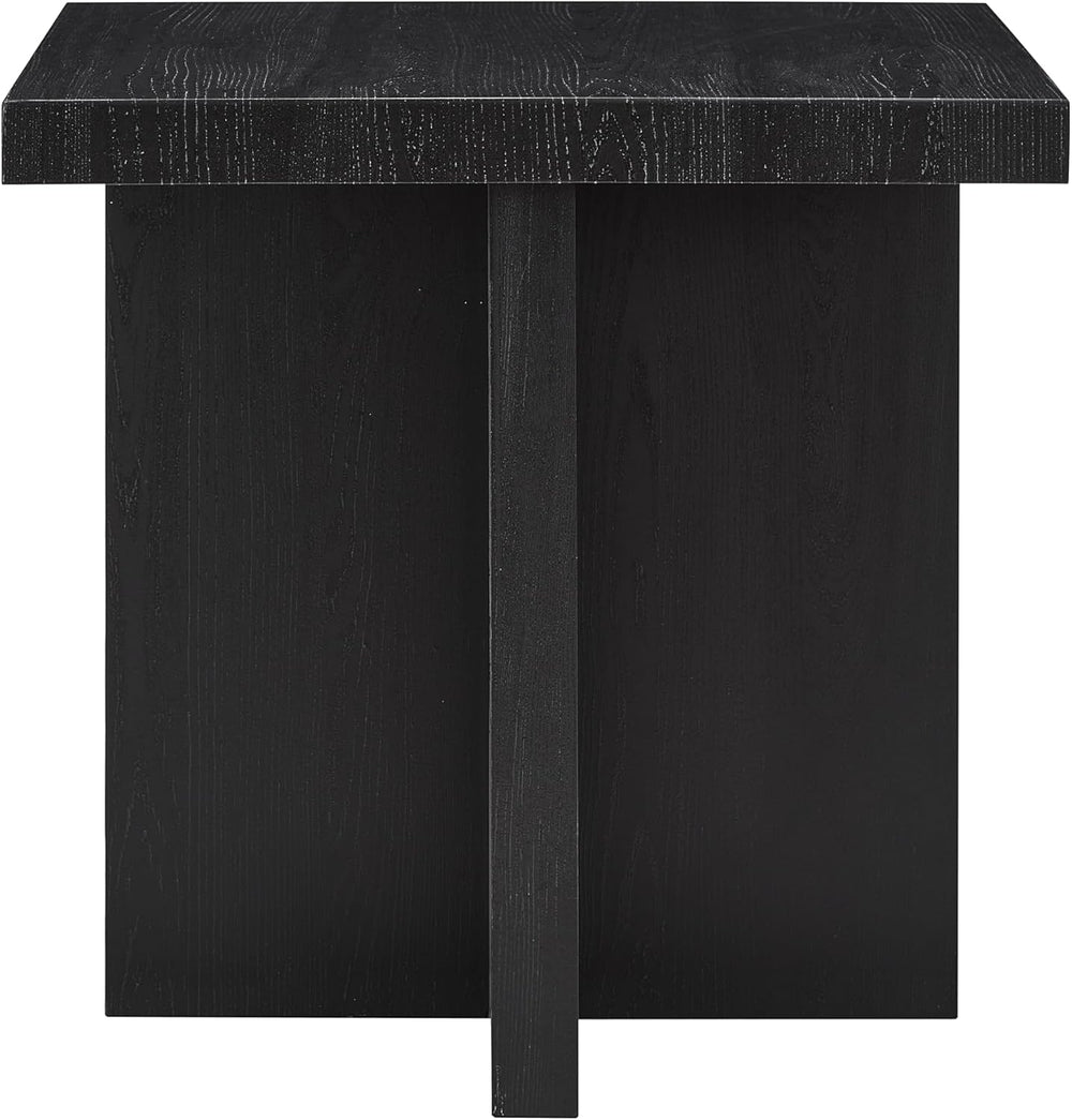 Roundhill Furniture Mchome Square End Table, Nightstand, Black Finish