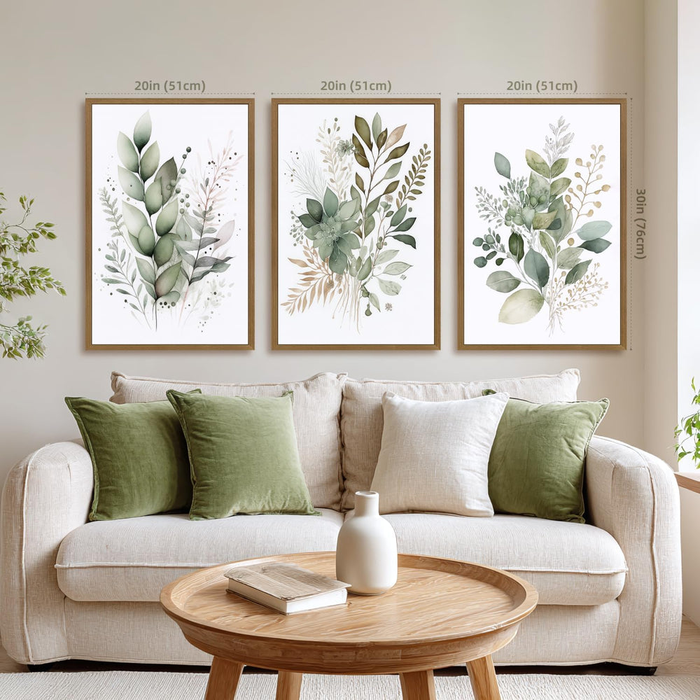 EisEver Watercolor Botanical Wall Art Set of 3, Sage Green Bathroom Wall Deco...