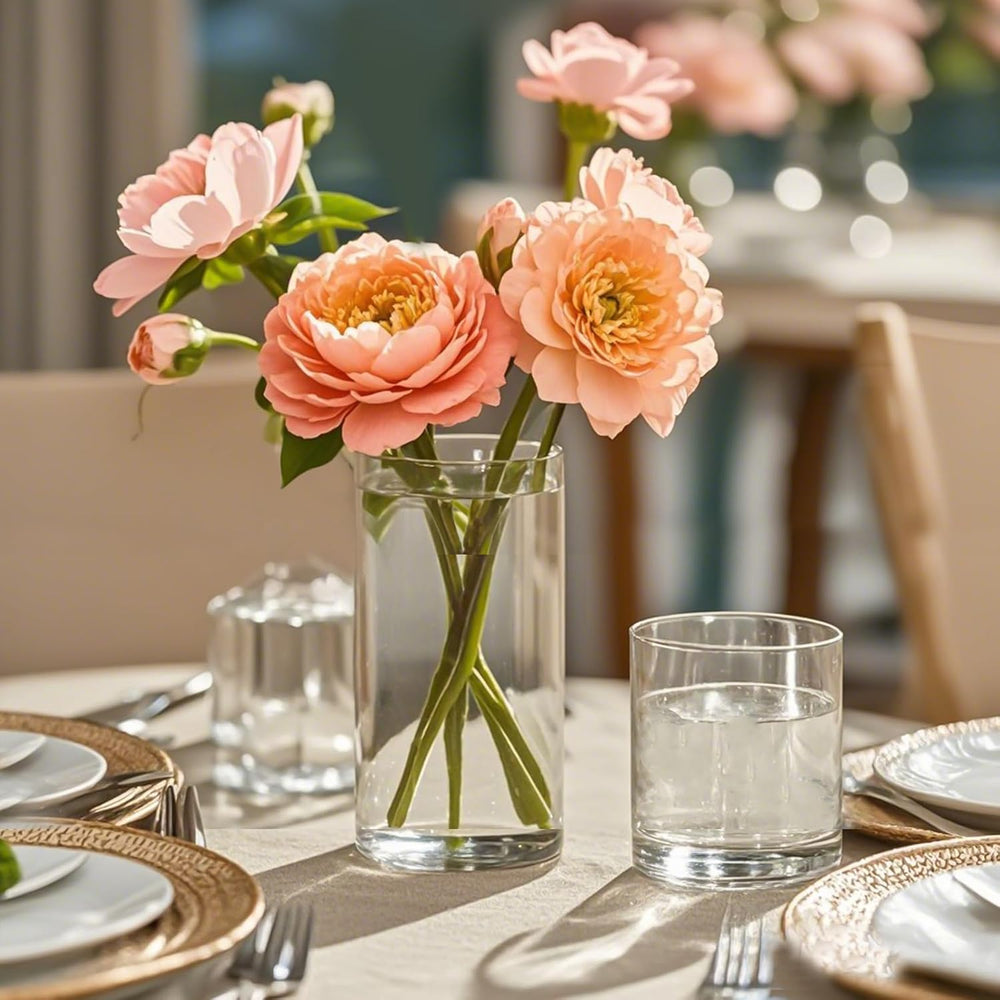TBWIND 12pcs 6 Inch Clear Glass Cylinder Vases for Centerpieces