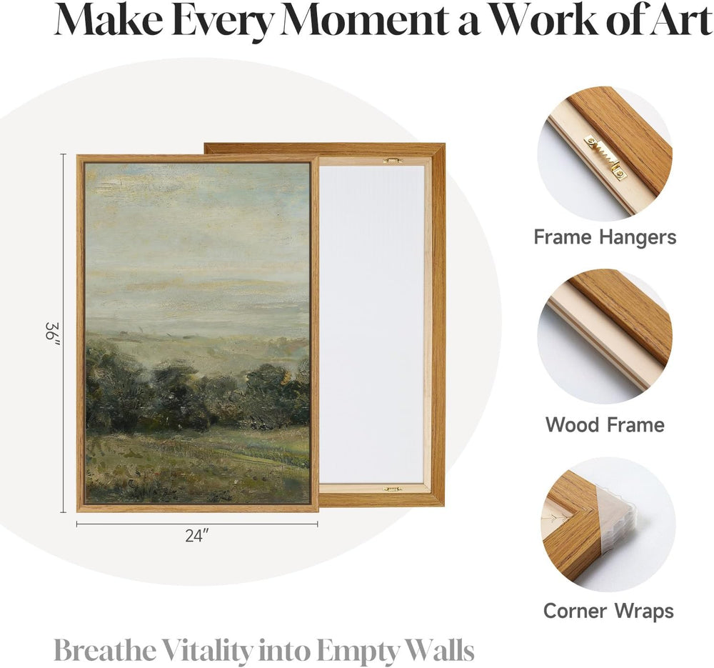 3 Piece Large Framed Vintage Landscape Wall Art for Living Room, 24x36 Inch