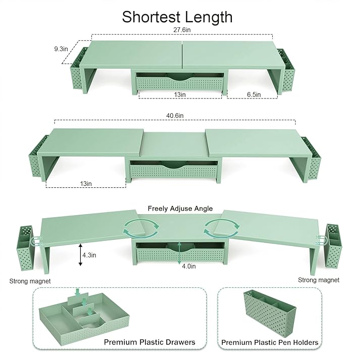 gianotter Dual Monitor Stand Riser, Desk Organizer