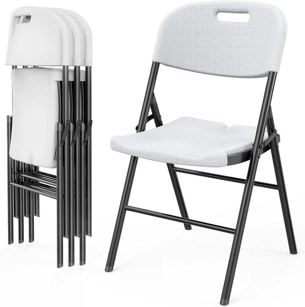 VINGLI Folding Chairs, Heavy Duty Foldable Chair Portable HDPE Plastic Seat w...