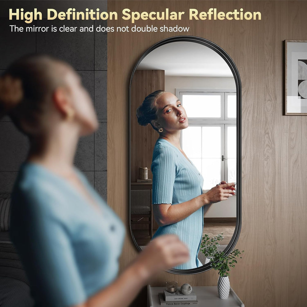 Brightify Black Oval Mirror for Wall 24x48 Inch, Metal Framed Bathroom Vanity...