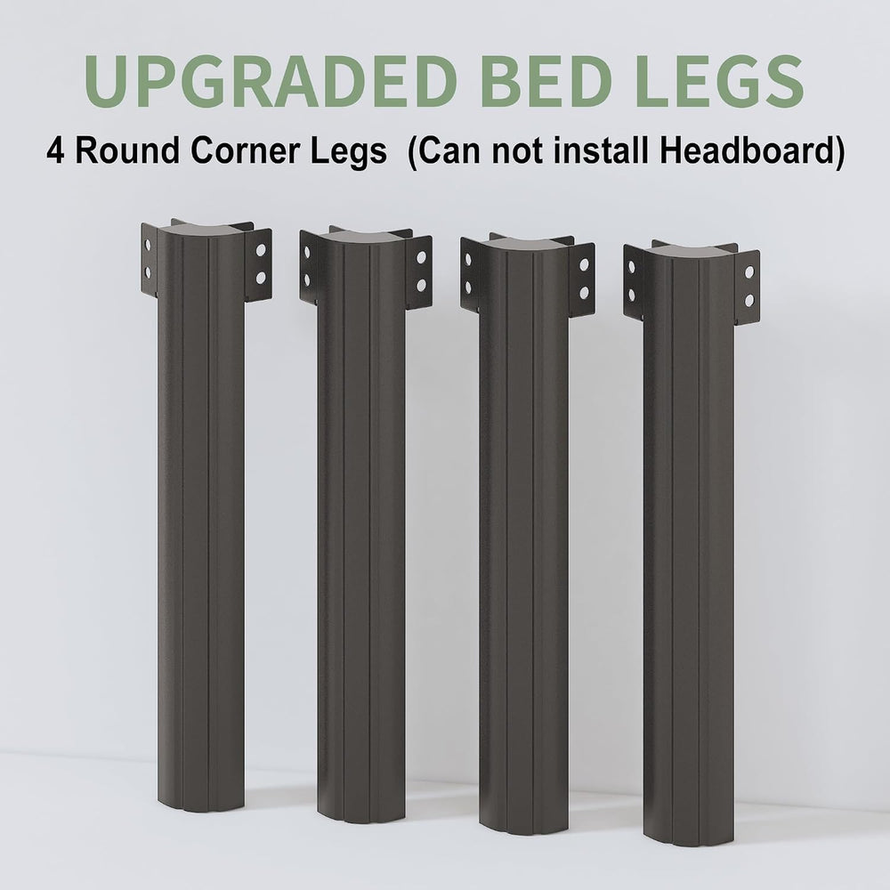 Lutown-Teen 25 Inch High Full Size Bed Frame with Rounded Corner Legs, Sturdy...