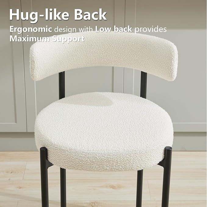 Boucle Dining Chairs Set of 6, Mid Century Modern Dining Room Chairs with Bar...