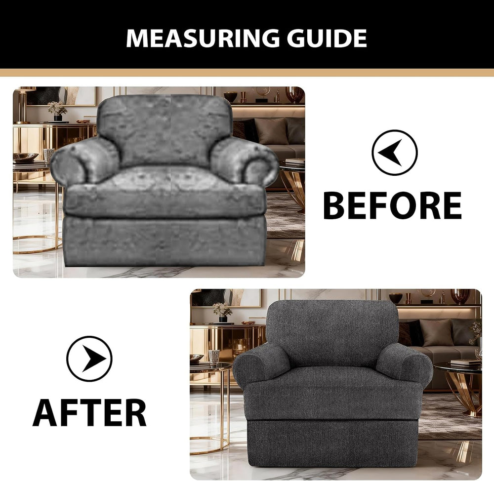 Sofa Cover 2 Pieces T Cushion Chair Covers with Arms Super Stretch Chair Slip...