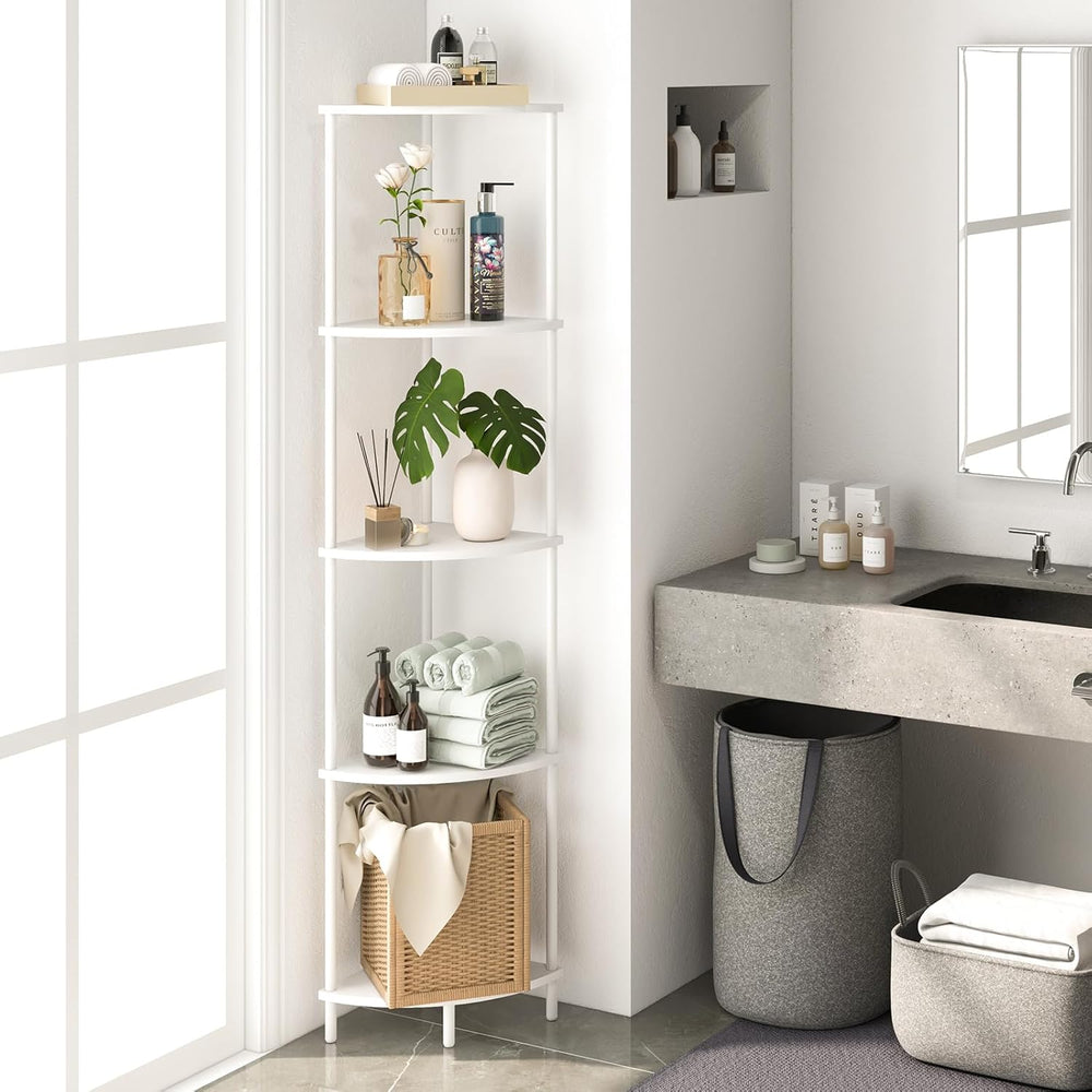 Yoobure Corner Shelf Stand, 5-Tier Bookshelf, 65" Tall Shelves for Bedro...
