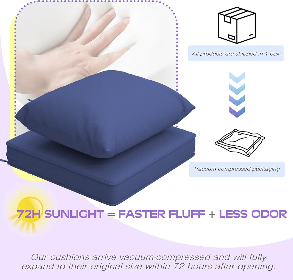 Outdoor Chair Cushions Set of 4, 24 x 24 Inch Patio Furniture Cushions with S...