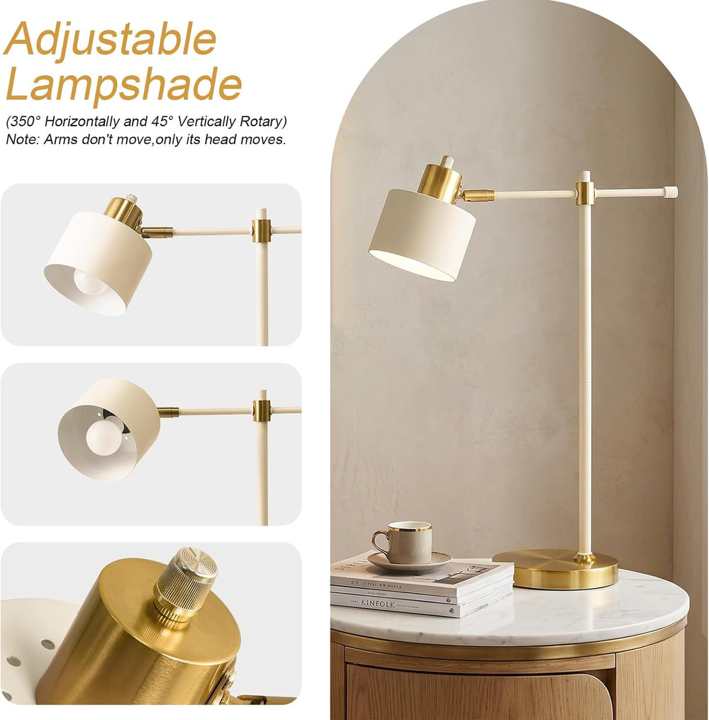 22.2" Modern Desk Lamp, Metal Table Lamp with LED Bulb, Adjustable Readi...