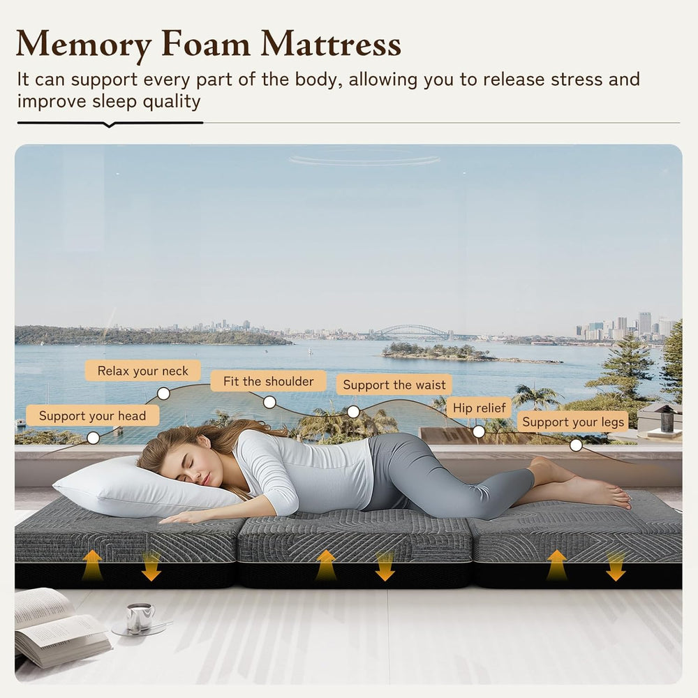 GEMBED Tri Folding Mattress Full Size - 6 Inch Foldable Floor Sofa Bed