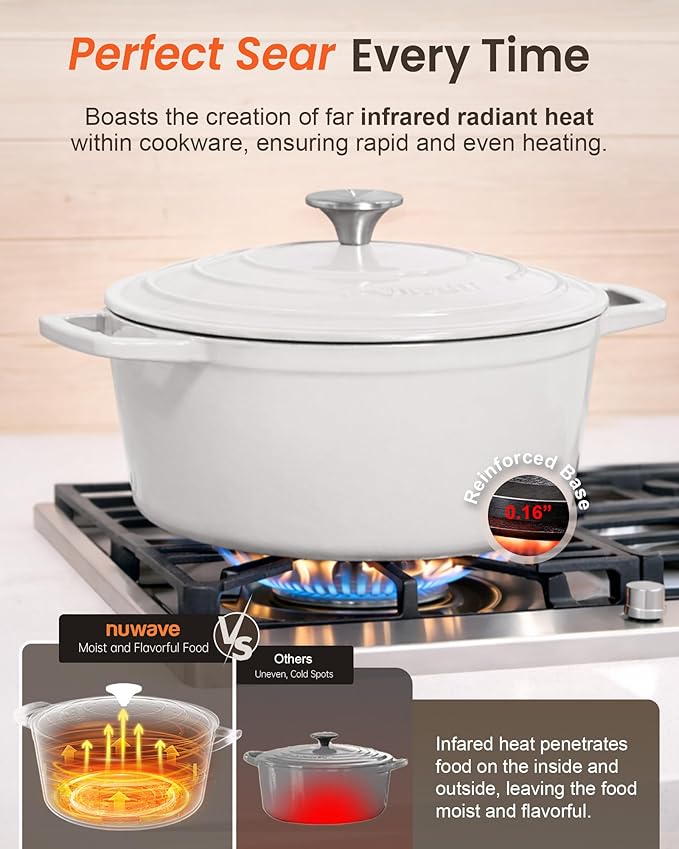 Nuwave 6QT Healthy Enameled Cast Iron Dutch Oven Pot