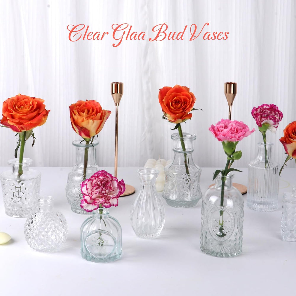 STARSIDE Small Bud Vases 30-Pack, Vintage Clear Glass Flower Vases in Bulk