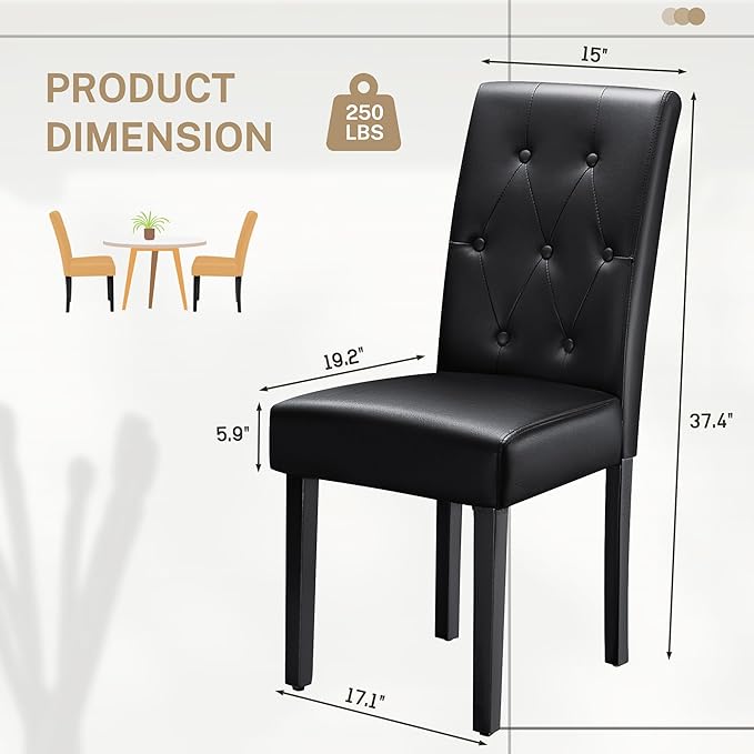 Furmax Upholstered Dining Chairs Set of 2, PU Leather Dinning Room Chairs, Bu...