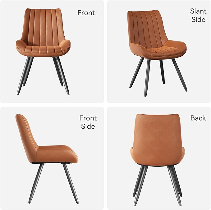 Mid Century Modern Dining Chairs Set of 6, Soft Cushion Upholstered Fabric Ki...