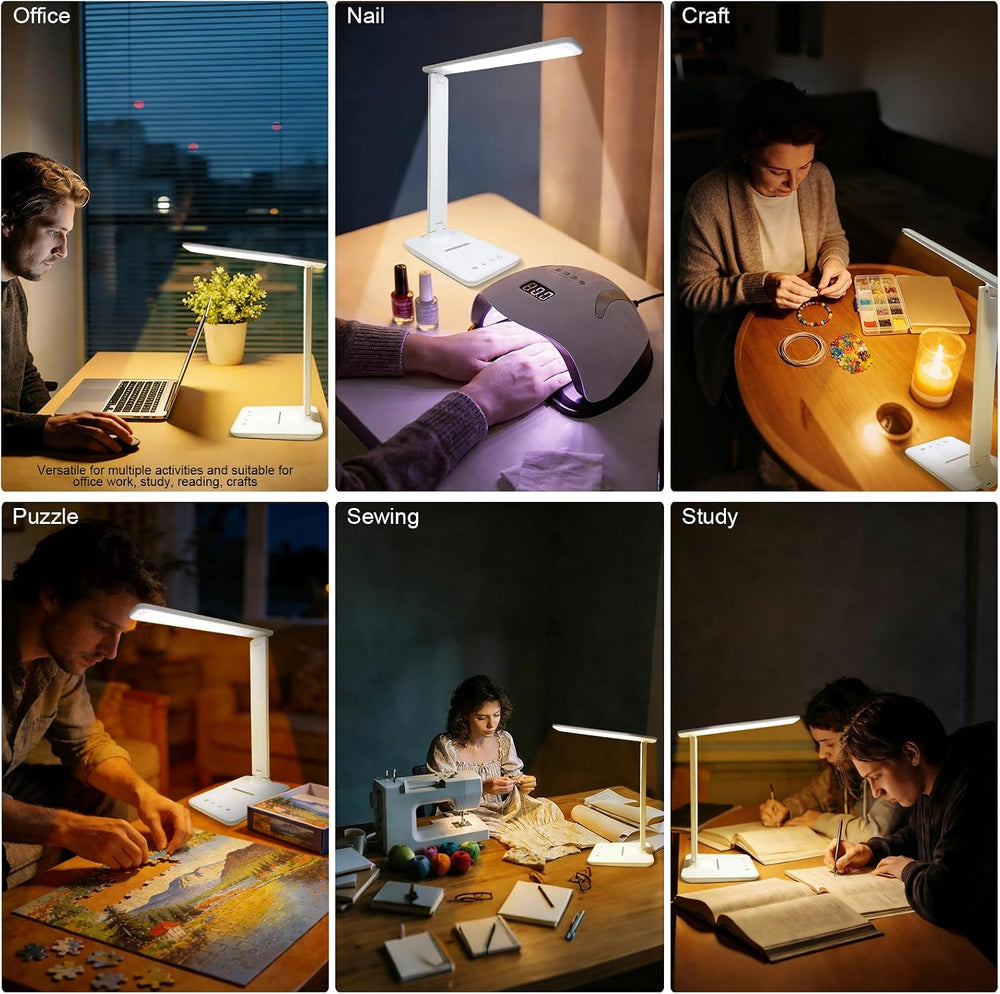 LED Portable Bright Rechargeable Desk Lamp, 4000mah Dimmable Touch Battery Op...