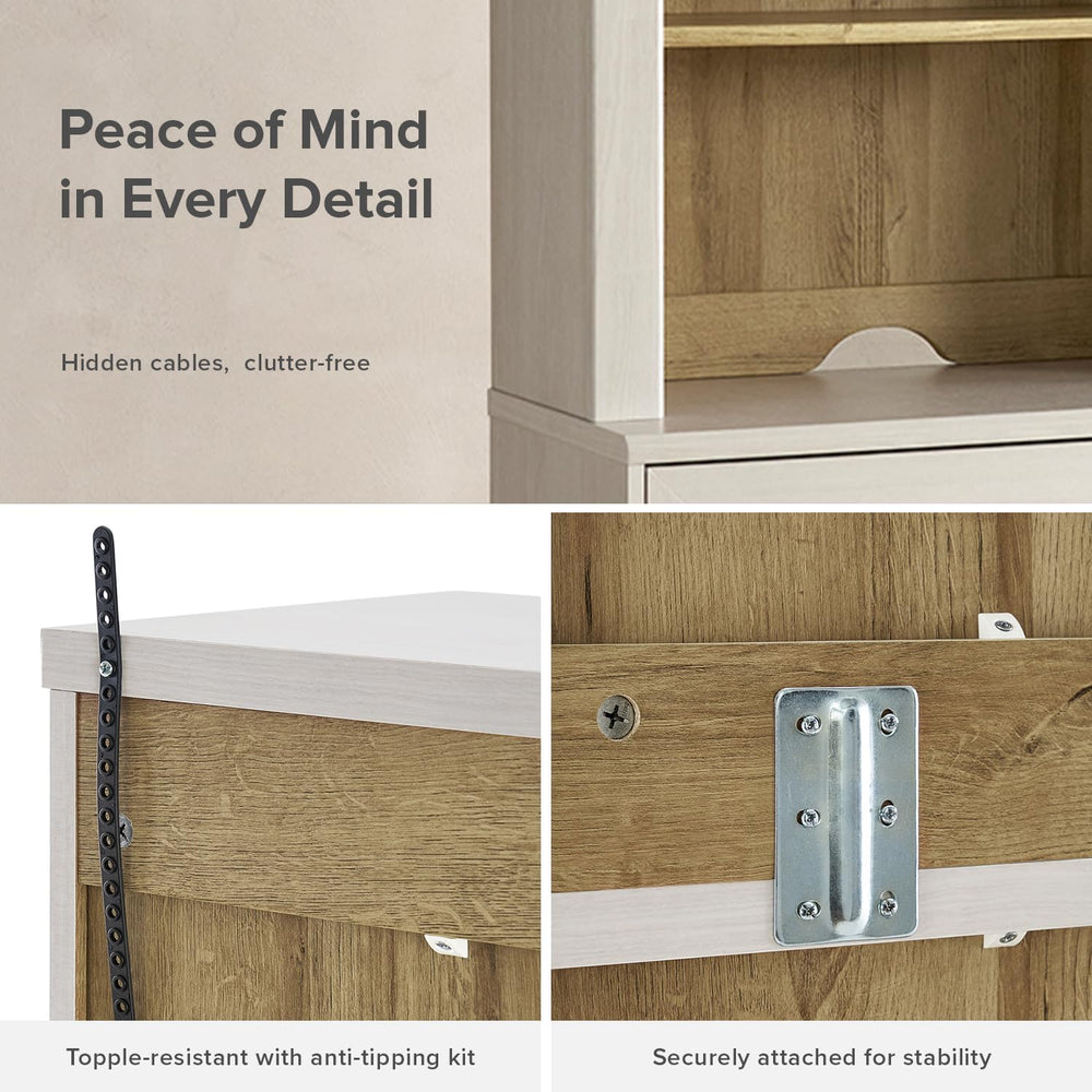 mopio Blake Storage Cabinet, Buffet, Display Case (White Oak, Dresser)