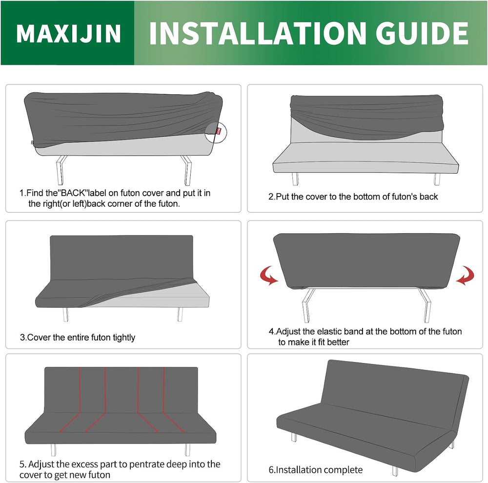 MAXIJIN Stretch Armless Futon Cover (67"-82") Jacquard Futon Couch ...