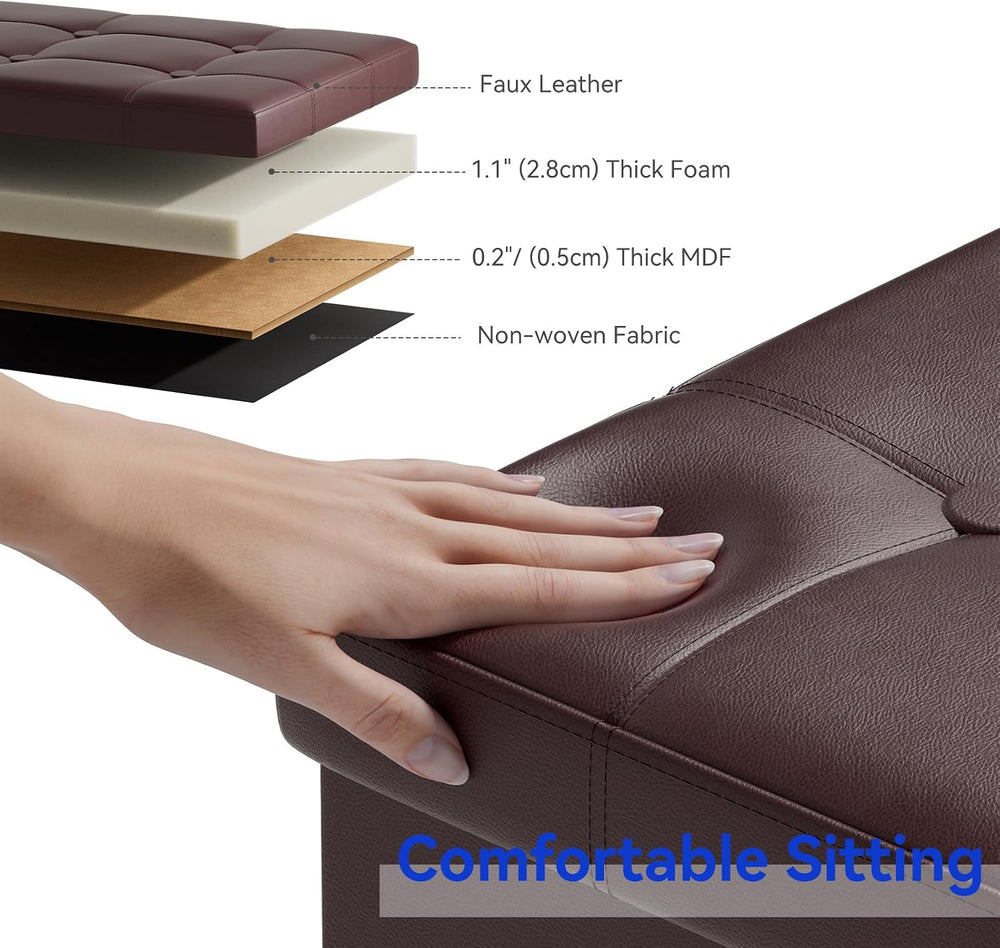BRIAN & DANY 30 Inches Storage Ottoman Bench, Faux Leather Ottoman with S...