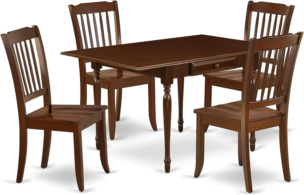 East West Furniture MZDA5-MAH-W 5 Piece Kitchen Table & Chairs Set Includ...