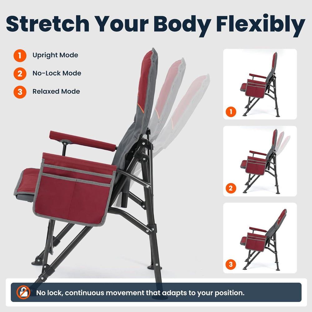 Overmont Camping Chair with Lumbar Support for Adults - Oversized with High B...