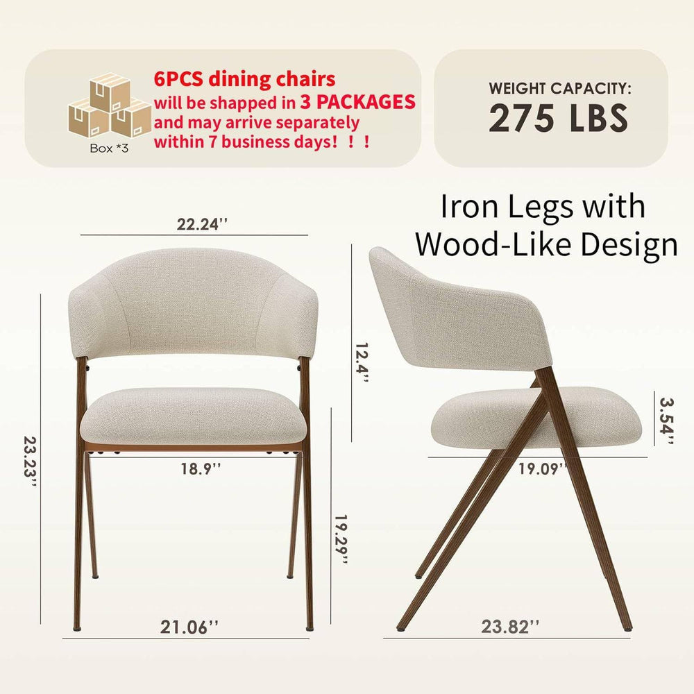 COLAMY Dining Chairs Set of 6, Mid Century Modern Dining Room Kitchen Dinner ...