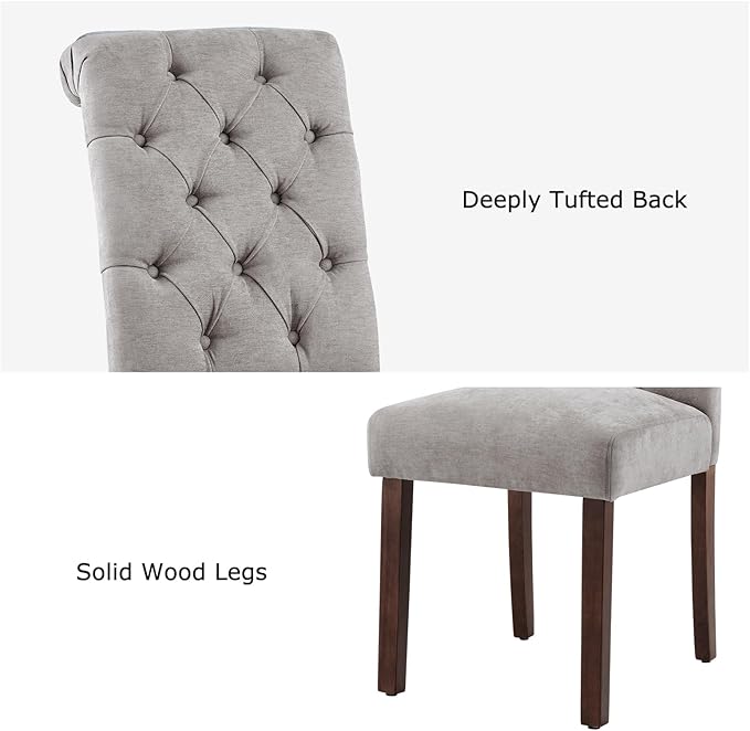 Tufted Dining Chairs Set of 4, Upholstered Parsons Dining Room Chairs, Fabric...