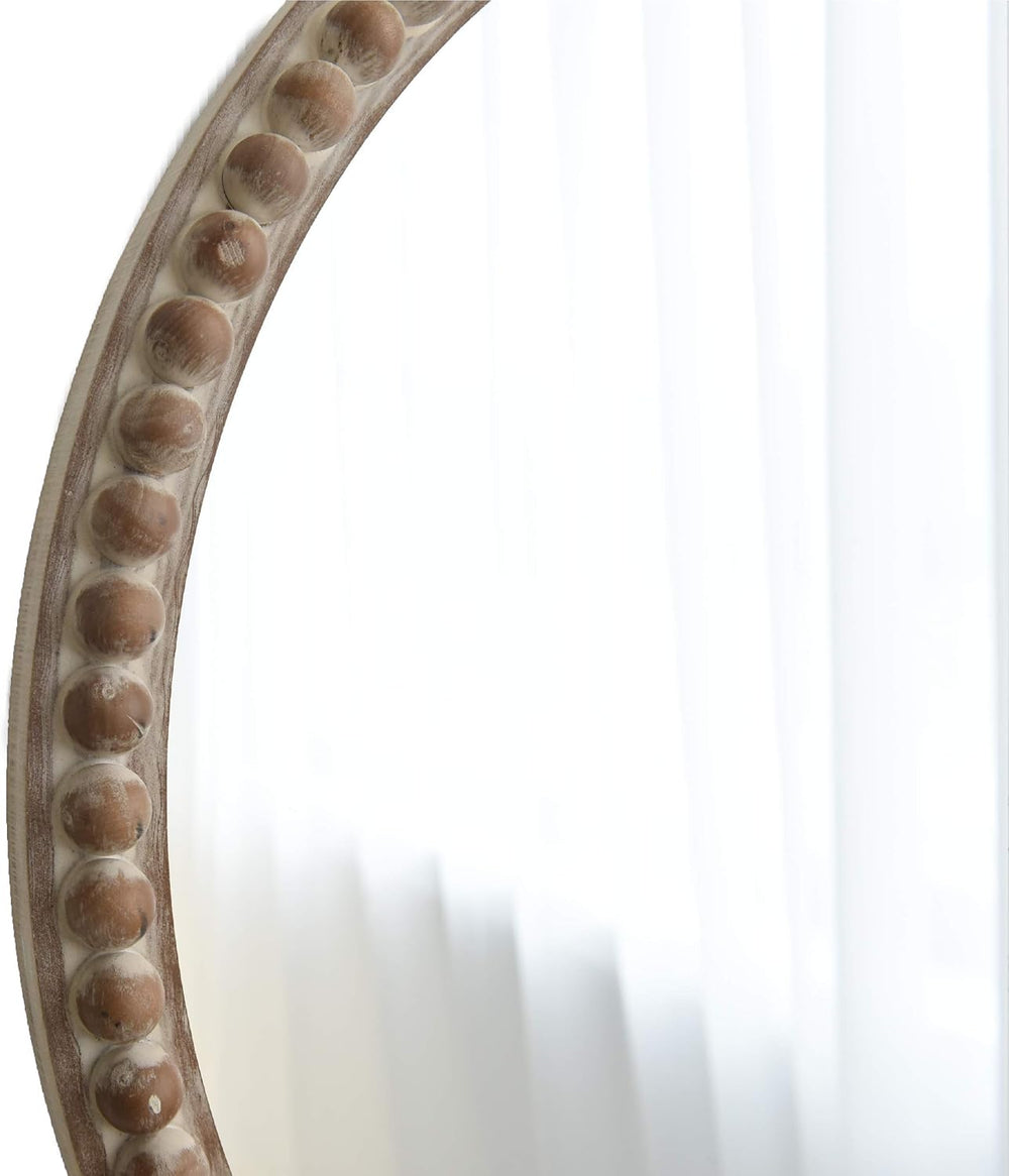 COZAYH - Round Wood Mirror - Rustic Farmhouse Wall Mirror
