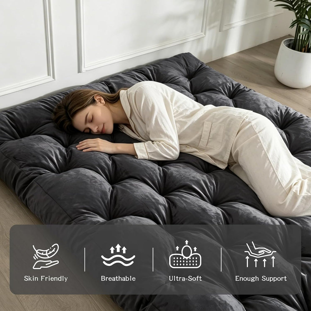 SHOUREN Japanese Floor Mattress 5" Futon Mattress Black Full Size Tatami...