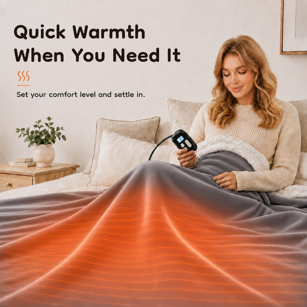 Electric Heated Blanket Full Size 72"x 84", Flannel & Sherpa fo...
