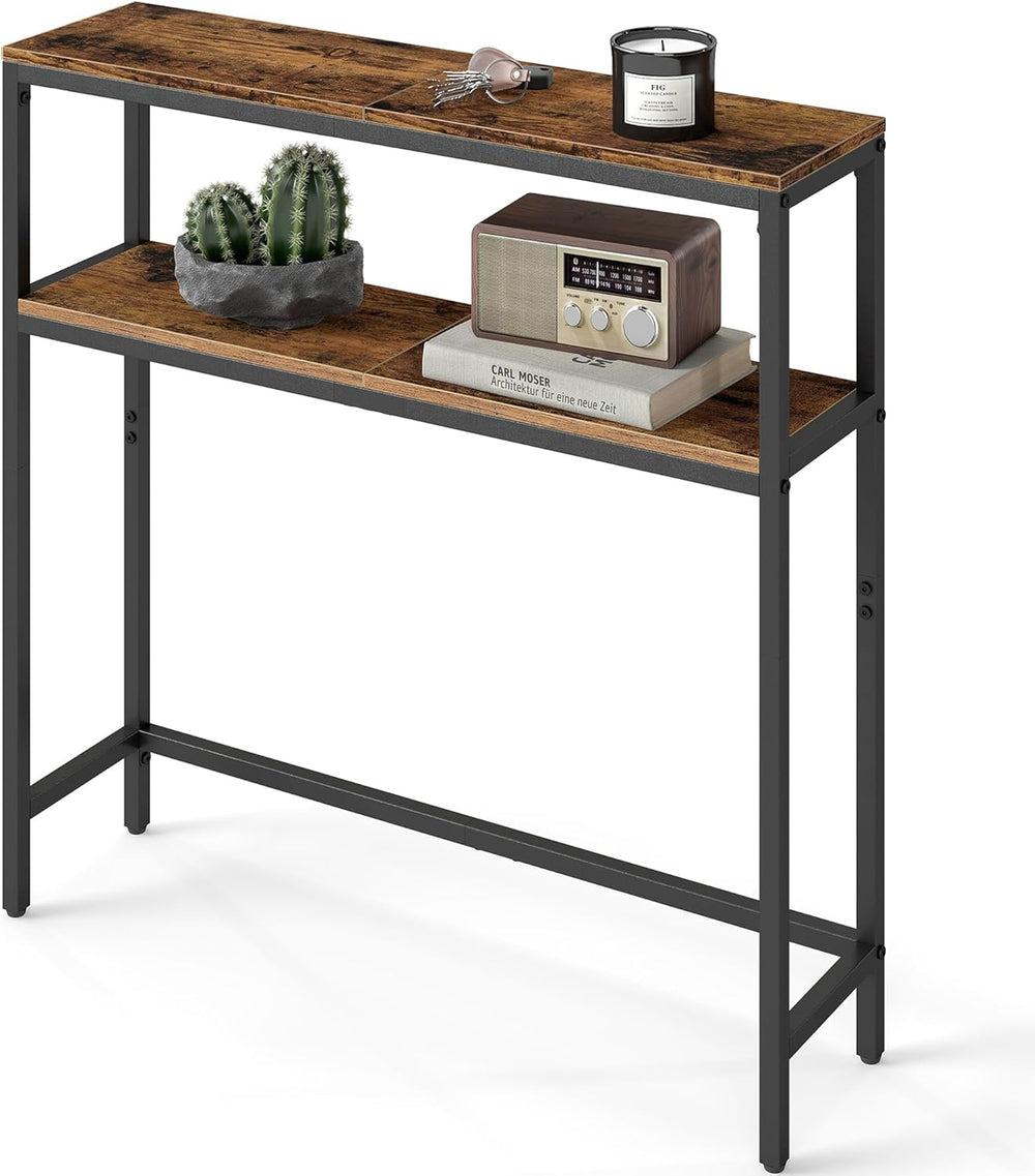 VASAGLE Console Table, 2-Tier Narrow Sofa Table with 2 Shelves, 7.9 x 31.5 x ...
