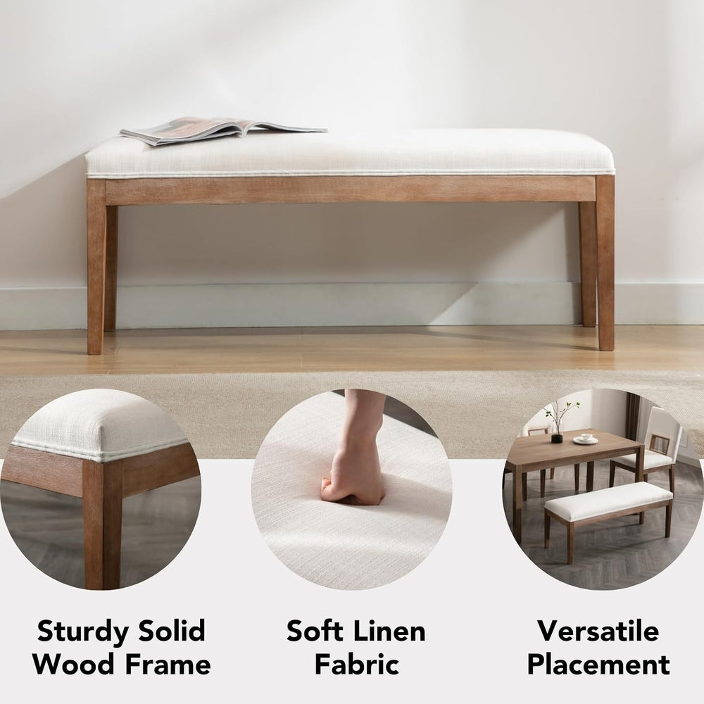 chairus Padded Entryway Bench Linen Upholstered Dining Table Benches Farmhous...