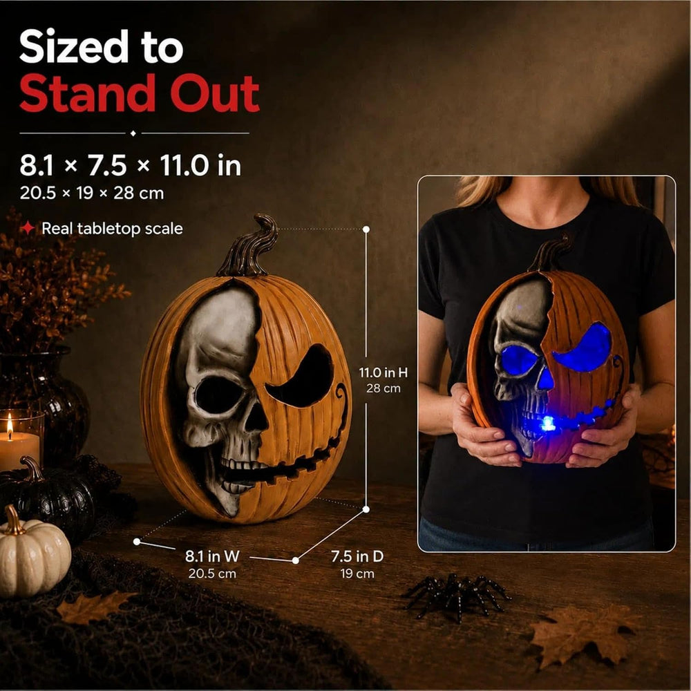 Led Light Up Jack O Lantern, Pumpkin Skull Halloween Decorations for Home