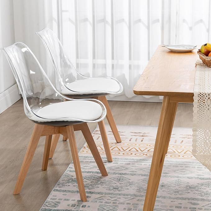Clear Dining Chairs Set of 2, Modern Acrylic Dining Chair Transparent Chairs ...