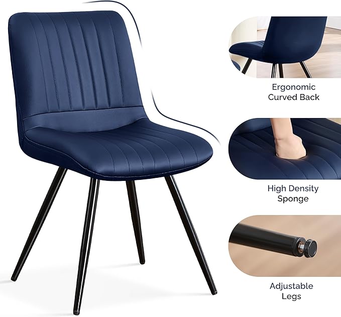 Dining Chairs Set of 5, Modern Dining Chairs with Thick Cushions, PU Leather ...