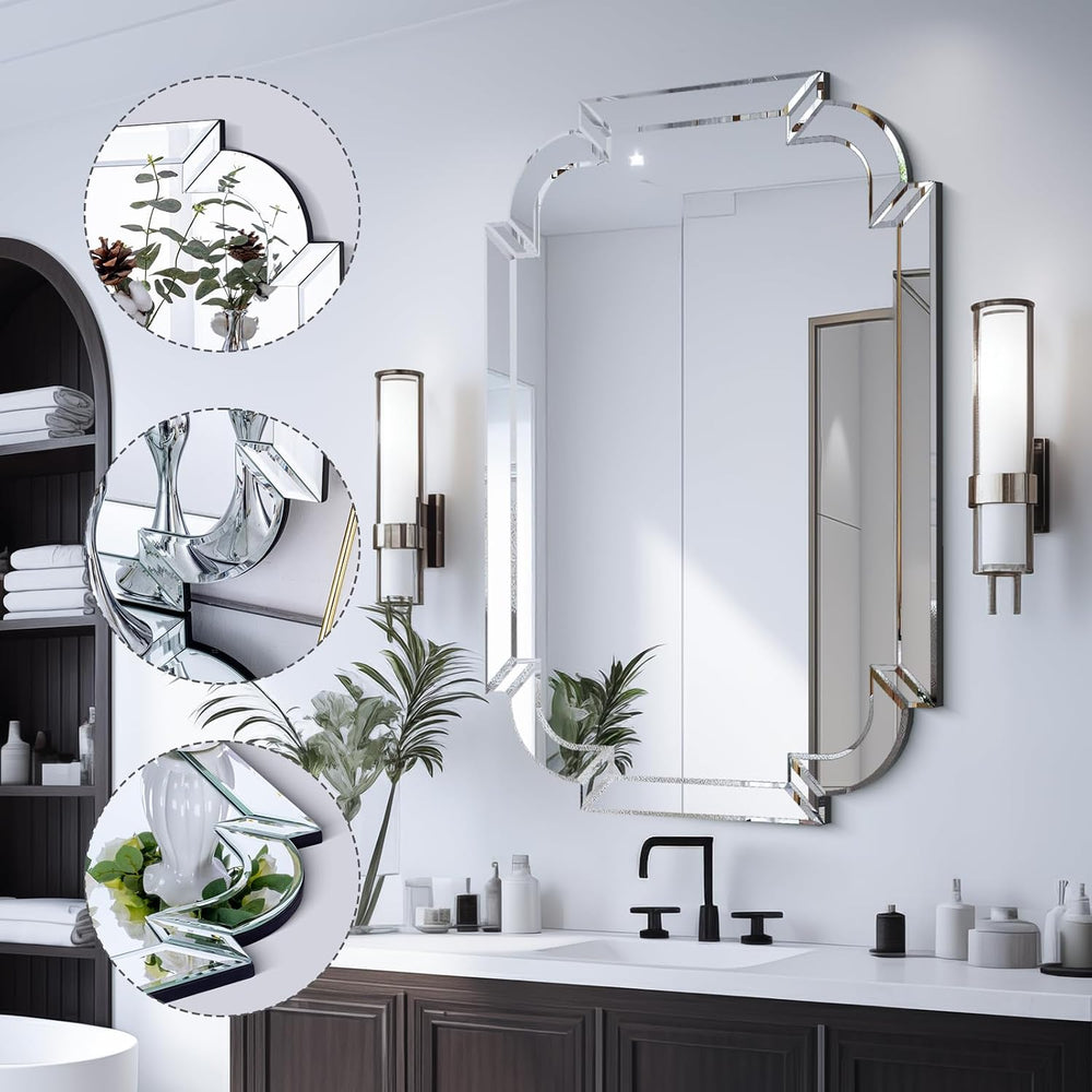36''x24'' Bathroom Mirror with Beveled Glass, Elegant Decorat...