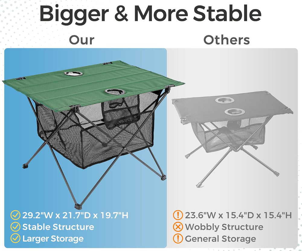 Lightweight Camping Table - Portable Folding Beach Side Table w/2 Cup Holders...