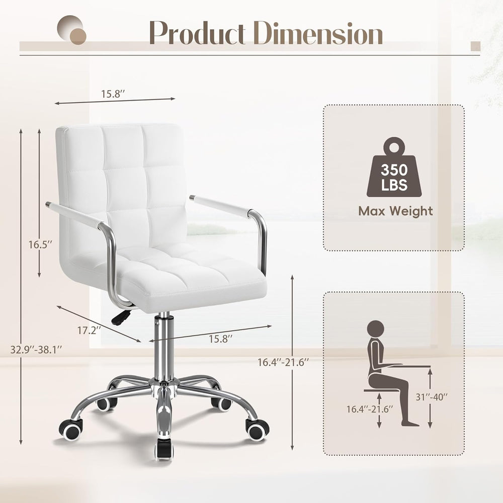Furmax Vanity Office Chair with Wheels, Makeup PU Leather Executive Chair Mod...