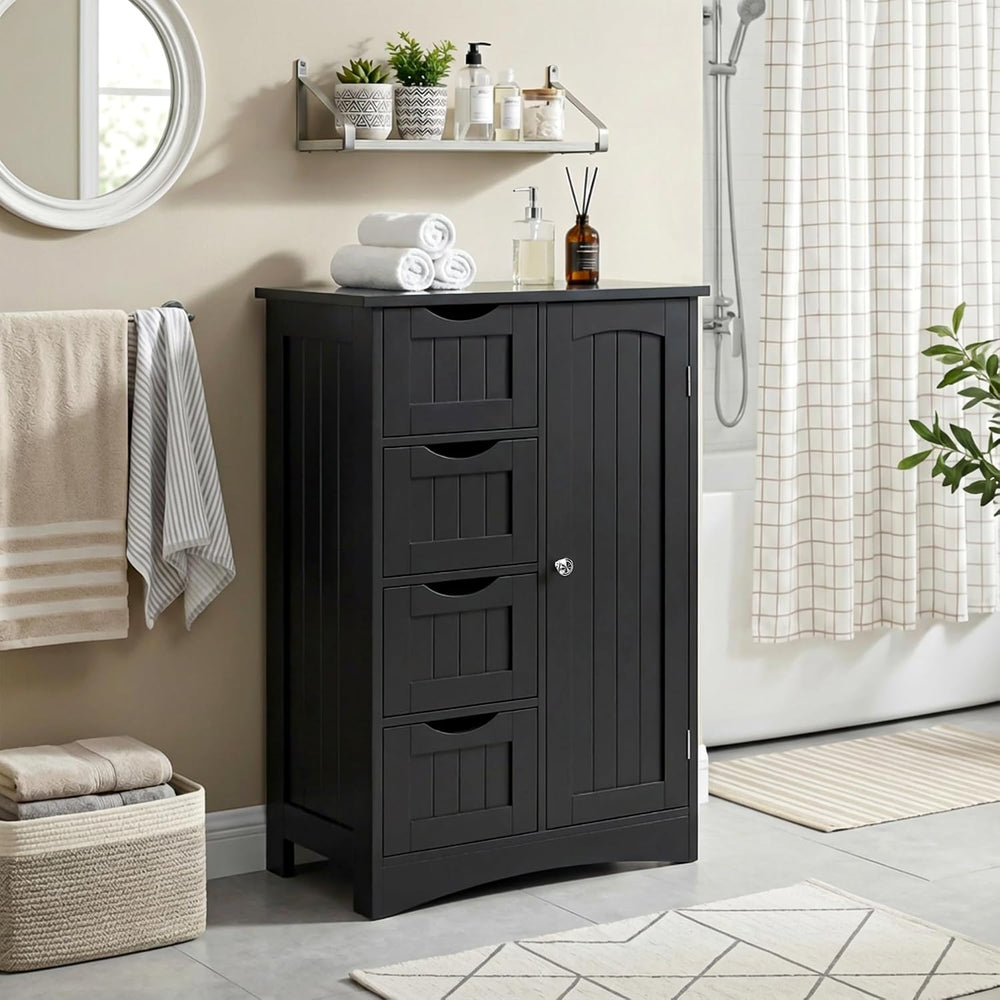 SUPER DEAL Bathroom Storage Cabinet with 4 Drawers and 1 Cupboard, Entryway H...