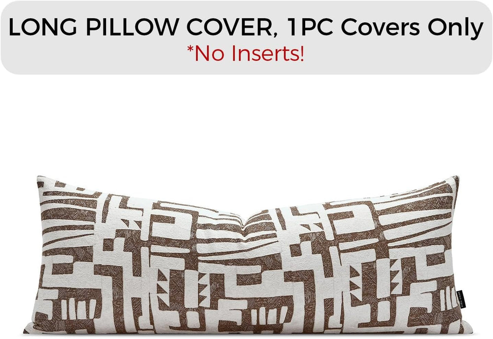 Long Lumbar Pillow Cushion Cover 14x36, Double Sided Modern Geometric High-De...