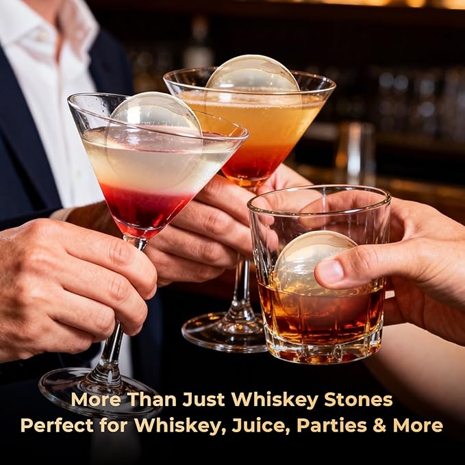 Mooues Clear Ice Cube Maker, 8 Large Whiskey Ice Cubes Mold, 2 Inch Silicone