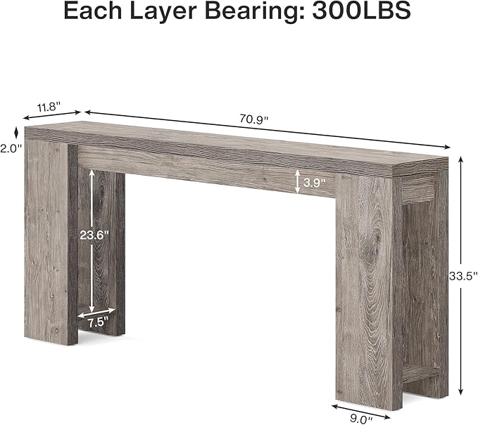 Tribesigns 70.9-Inch Extra Long Console Table, Farmhouse Wood Sofa Table Behi...
