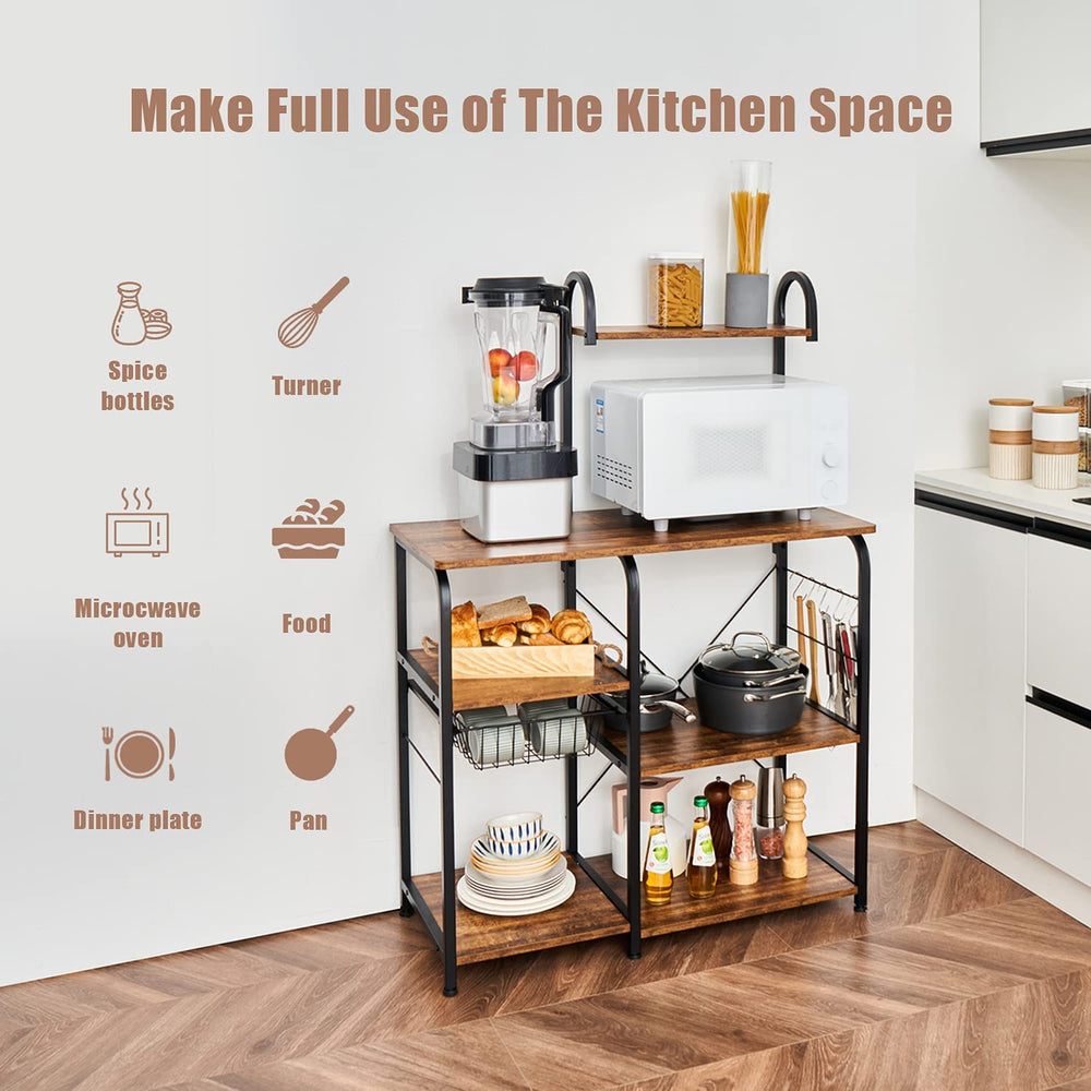 Excited Work Kitchen Baker's Rack Utility Storage Shelf Microwave Oven St...