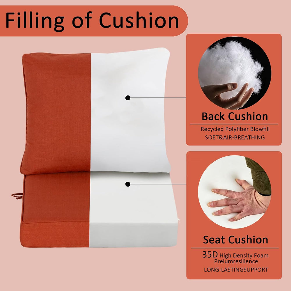 COZYVIDA Outdoor Patio Cushion Set, 23.5x25x5.1 Inch, Quarry Red