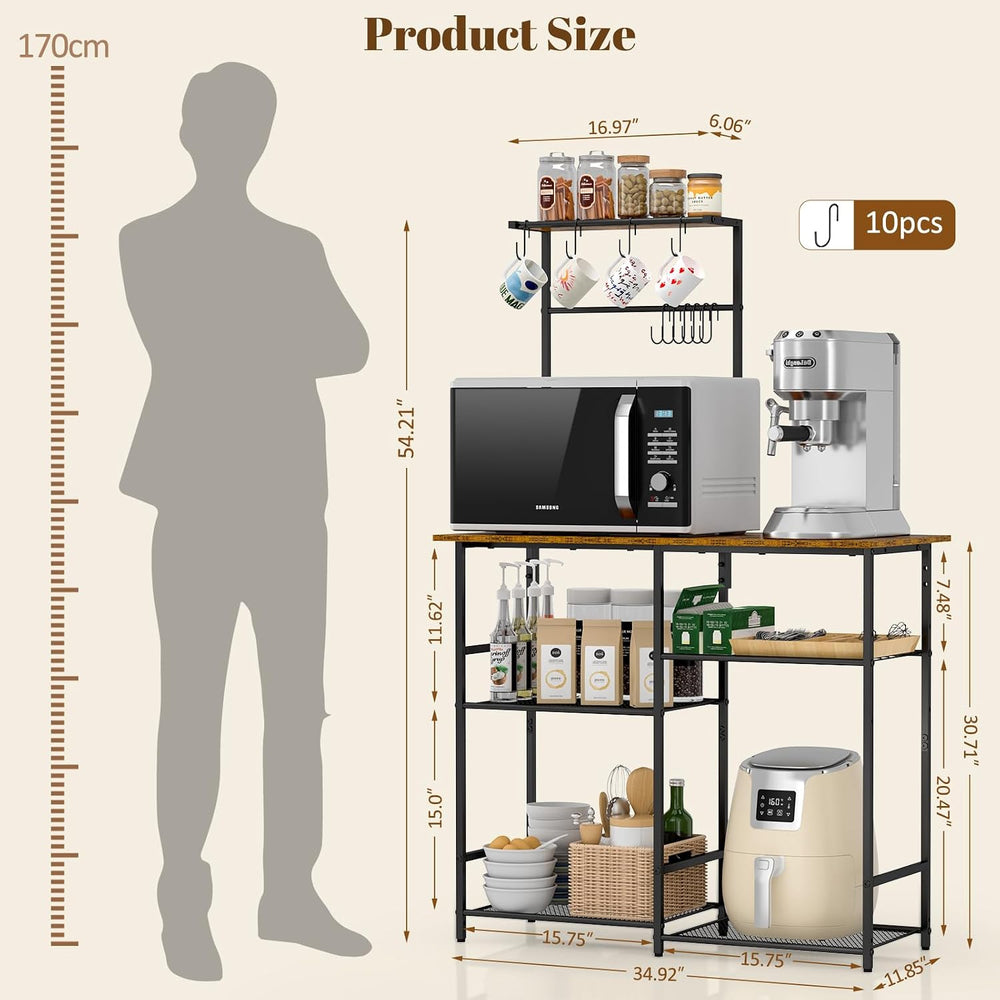 3IngSeagulls Baker's Rack for Kitchen with Storage, Microwave Stand with ...
