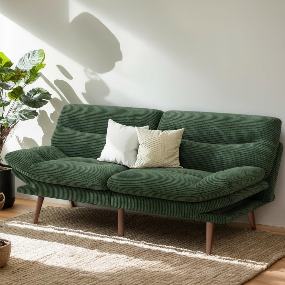PERLECARE Convertible Futon Sofa Bed, 66" Corduroy Futon Couch with Adju...