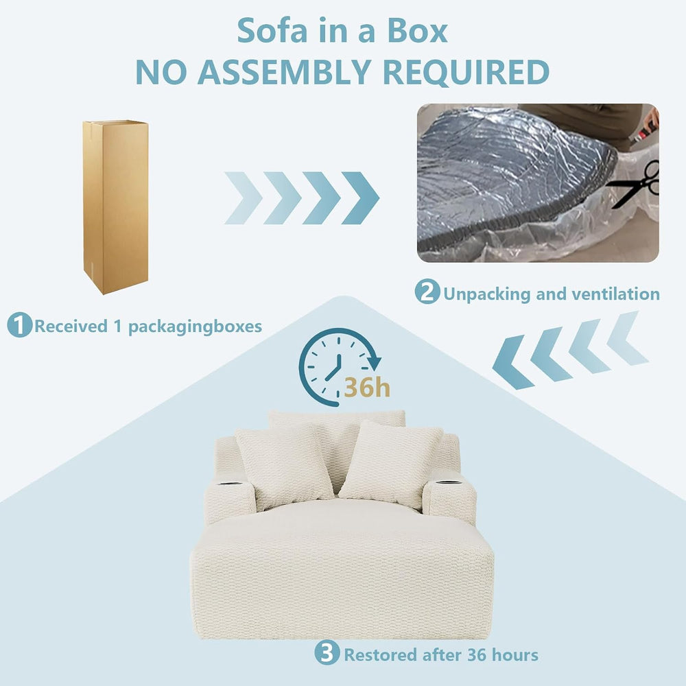 49.2" Oversized Chaise Lounge Chair Indoor,Faux Fur Boneless Reading Cha...