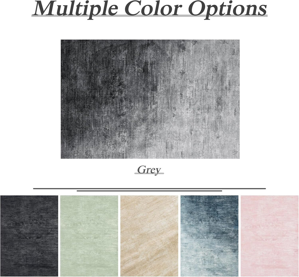 6x9 Washable Area Rug, Gray Solid Area Rugs for Living Room & Bedroom