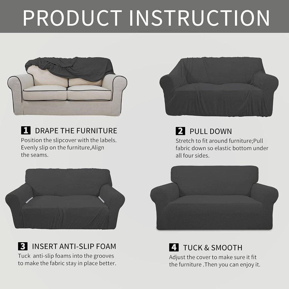 Easy-Going Stretch Chair Sofa Slipcover Washable Dark Gray