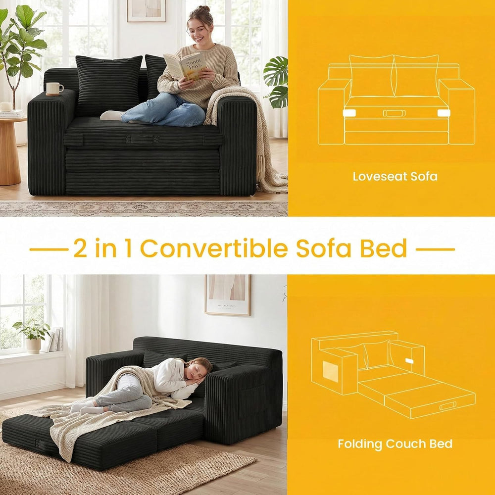 Boneless Couch,Boneless Loveseat Sleeper Sofa Bed – 3-in-1 Convertible Couch ...
