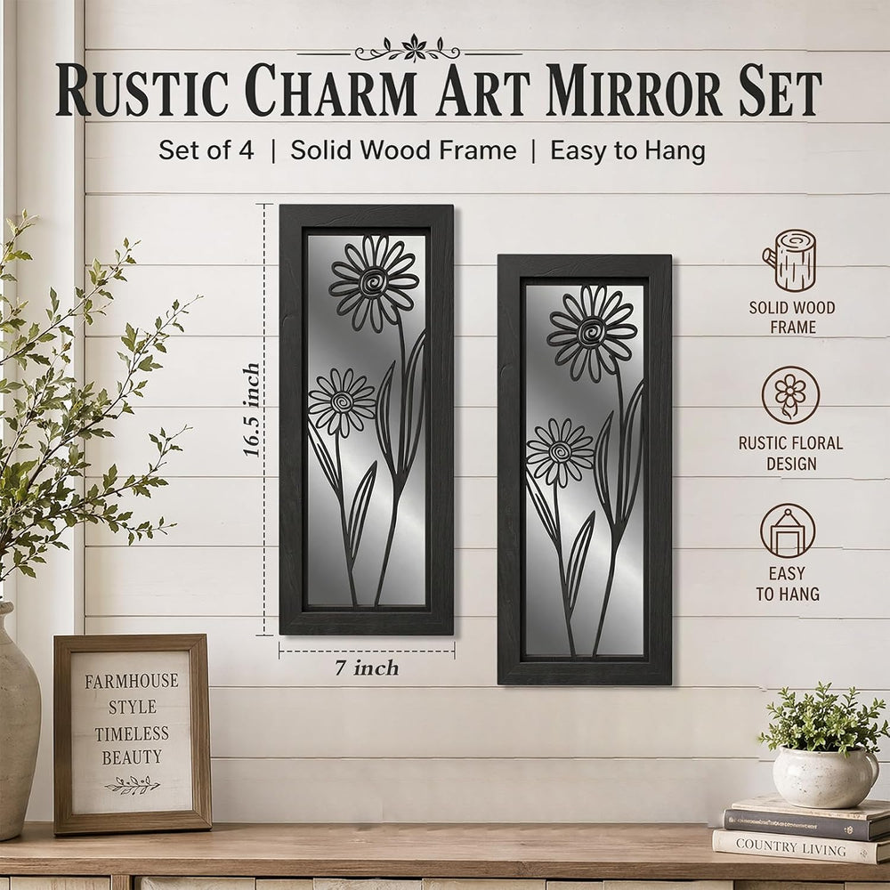 4 Set Farmhouse Mirrors for Wall Decor Living Room Bedroom Bathroom Entryway ...